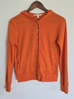 Banana Republic Orange Snap Button Hoodie Sweatshirt Size: S Cotton